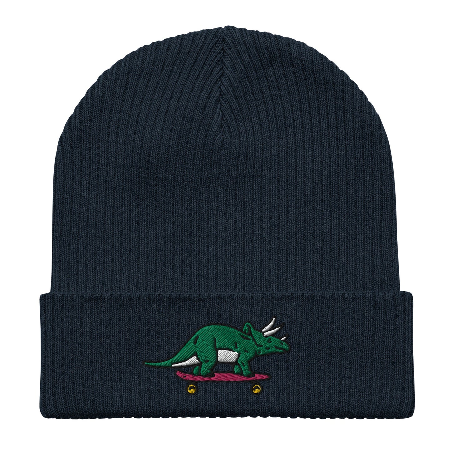 Triceratops Skateboard, Dinosaur Embroidered Beanie, Funny Beanie, Unique Streetwear, Y2K Beanie, Skater Hat, Dinosaur Lover, 90’s Fashion