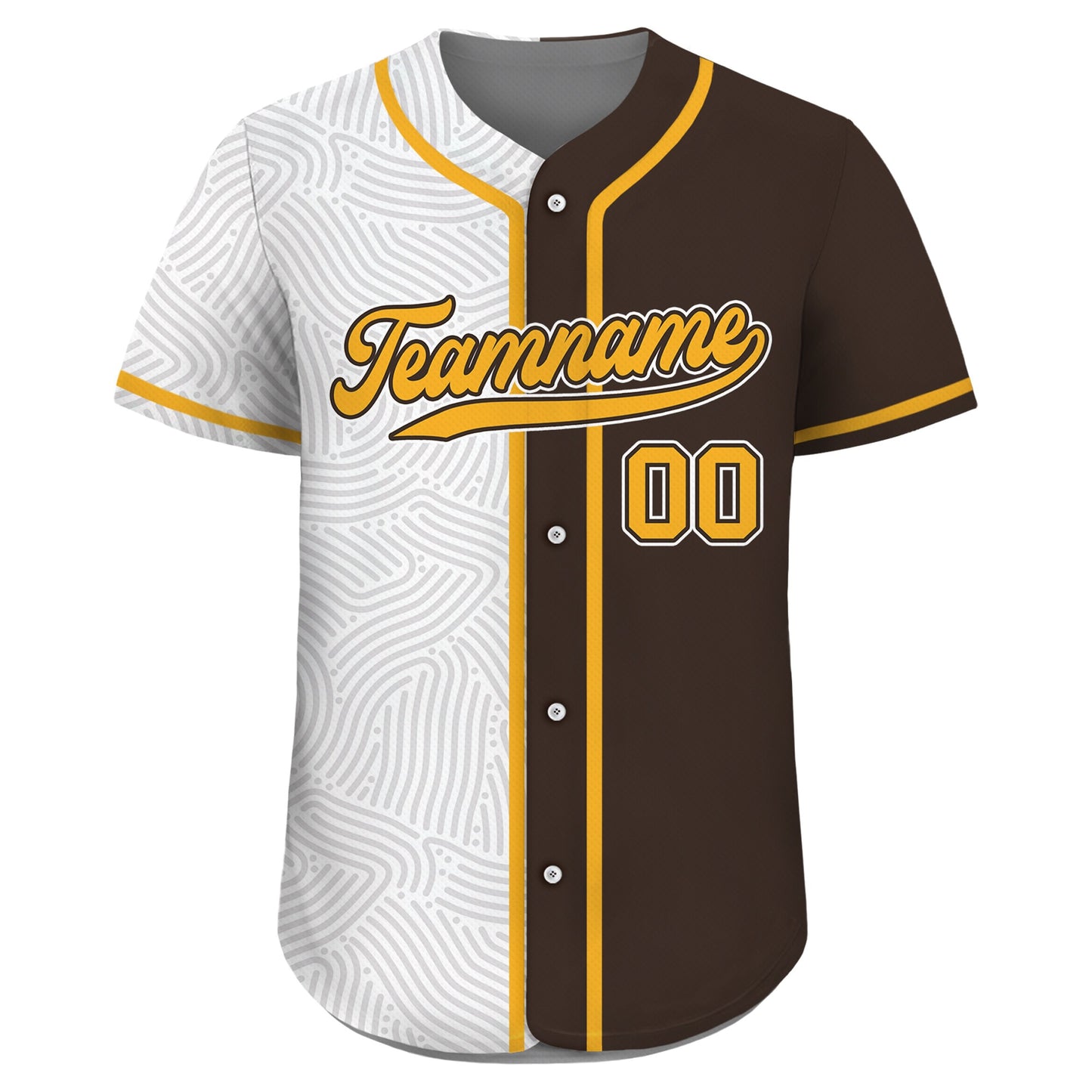Custom Baseball Jersey with Teamname Name Number,Jersey Shirt for Men Women Youth,Personalized Split Button Down Jerseys Printed White Brown