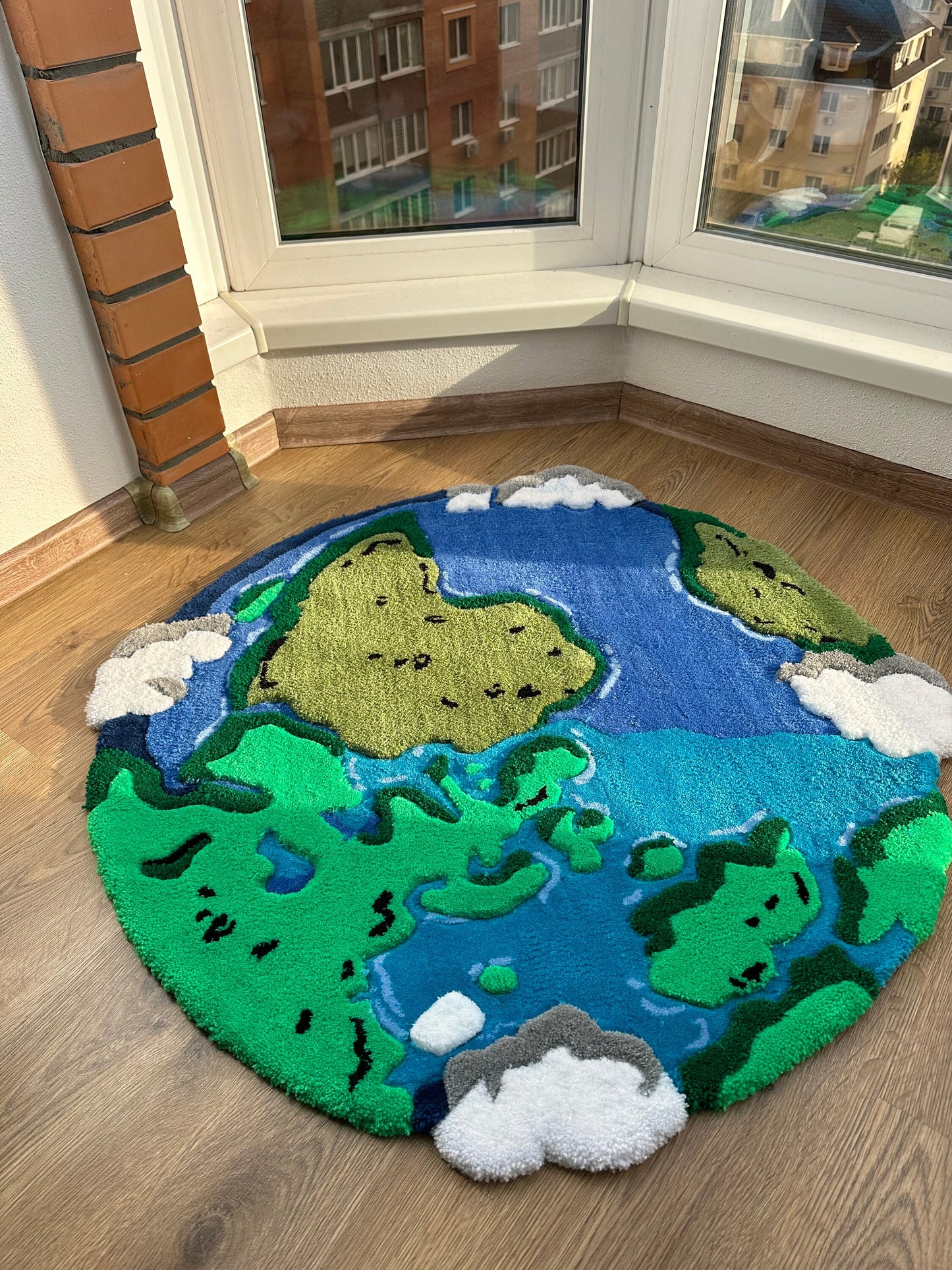 ready to ship! Planet Earth Handmade Tufting Rug