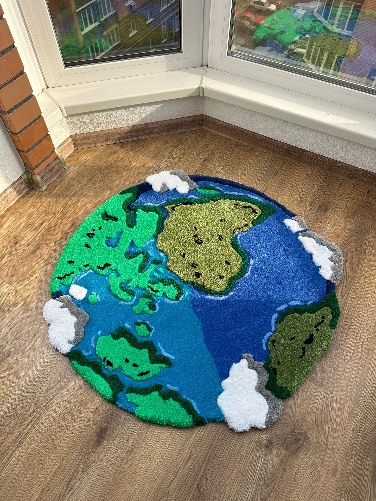 ready to ship! Planet Earth Handmade Tufting Rug