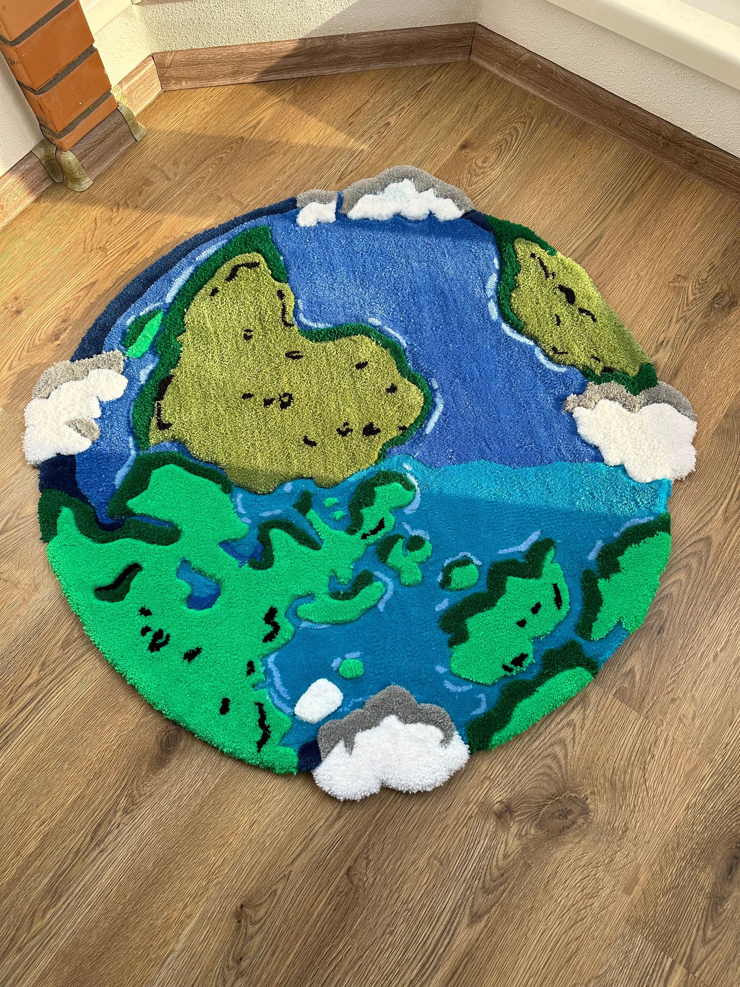 ready to ship! Planet Earth Handmade Tufting Rug