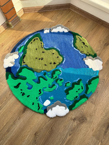 ready to ship! Planet Earth Handmade Tufting Rug