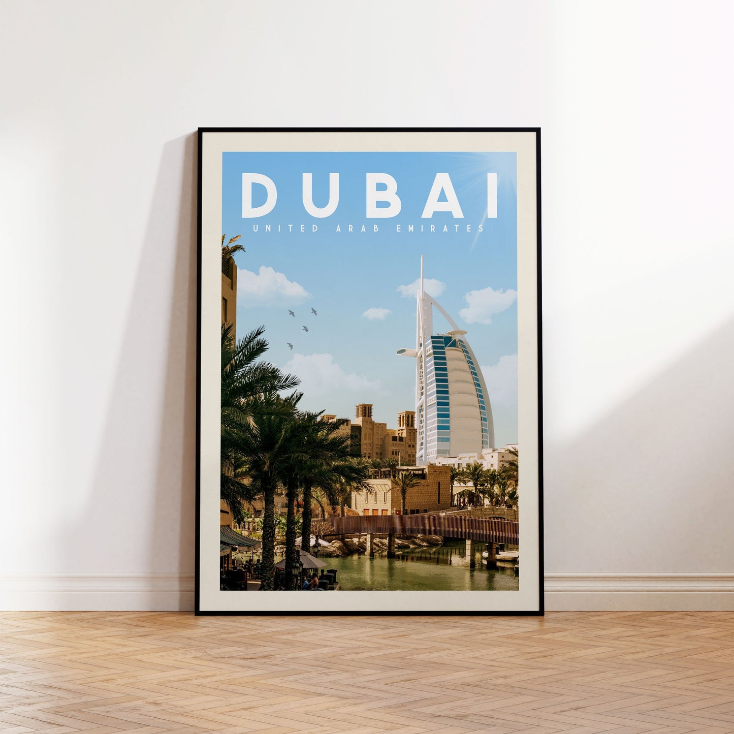 Dubai Print, Dubai Poster, Dubai Wall Art | Vintage Travel Poster | Dubai Skyline Print for World Traveler