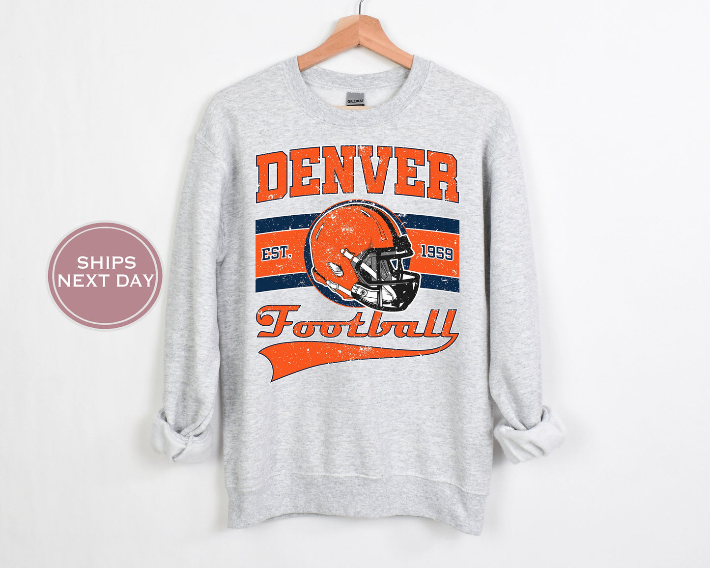 Denver Football Sweatshirt, Vintage Denver Crewneck, Retro Denver Sweatshirt, Denver Varsity Sweatshirt, Denver Long Sleeve