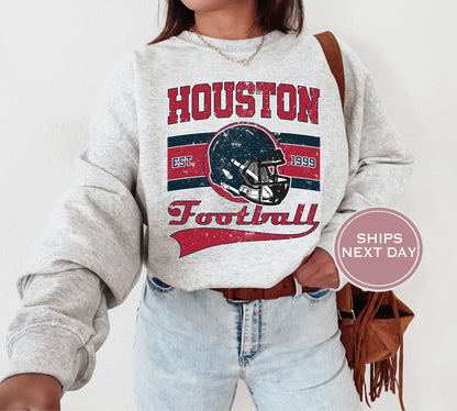Houston Football Sweatshirt, Vintage Houston Crewneck, Retro Houston Sweatshirt, Houston Varsity Sweatshirt, Texas Football