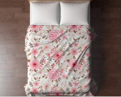 Floral Throw Blanket Pink Rose Blanket, Botanical Throw Blanket Gift for Flower Lovers, Gift for Gardener, Floral Fleece, Flower Home Decor