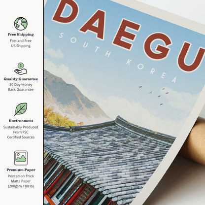 Daegu South Korea Poster, Daegu Print, South Korea Wall Art, Daegu Travel Poster