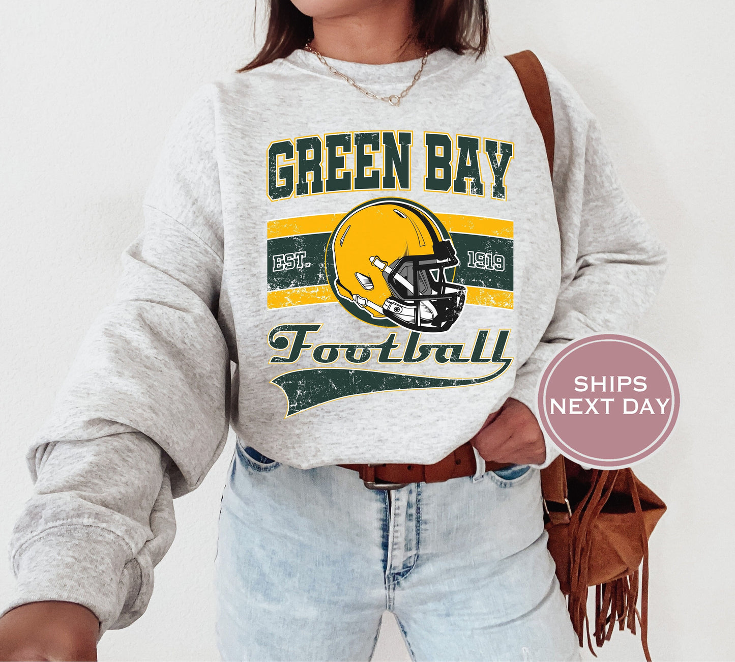 Green Bay Football Sweatshirt, Vintage Green Bay Crewneck, Retro Green Bay Sweatshirt, Green Bay Varsity Sweatshirt, Green Bay Long Sleeve