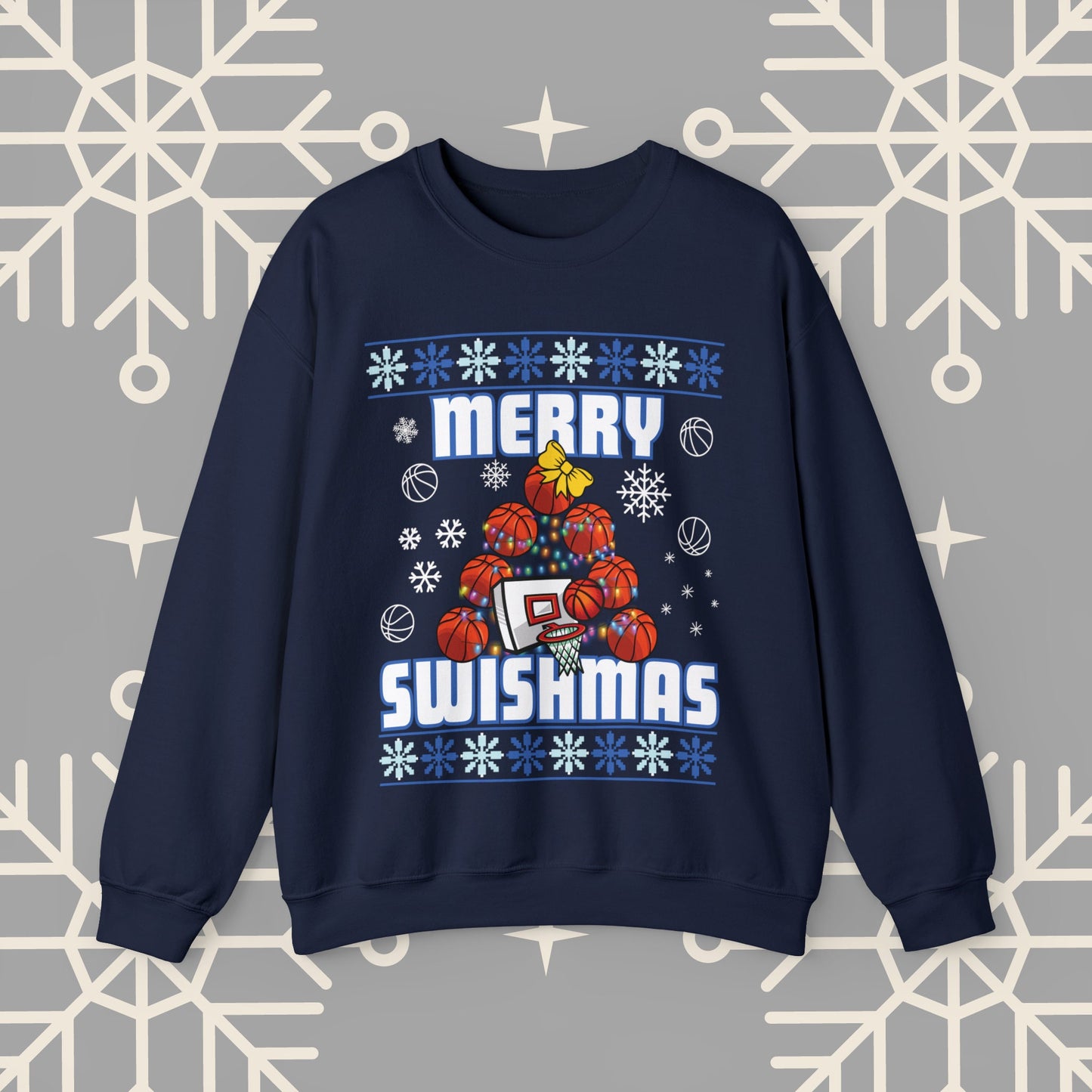 Merry Swishmas Sweatshirt, Basketball Ugly Christmas , Christmas Basketball Sweatshirt, Sports Holiday Jumper, Gifts for Men