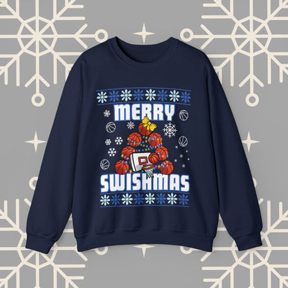 Merry Swishmas Sweatshirt, Basketball Ugly Christmas , Christmas Basketball Sweatshirt, Sports Holiday Jumper, Gifts for Men