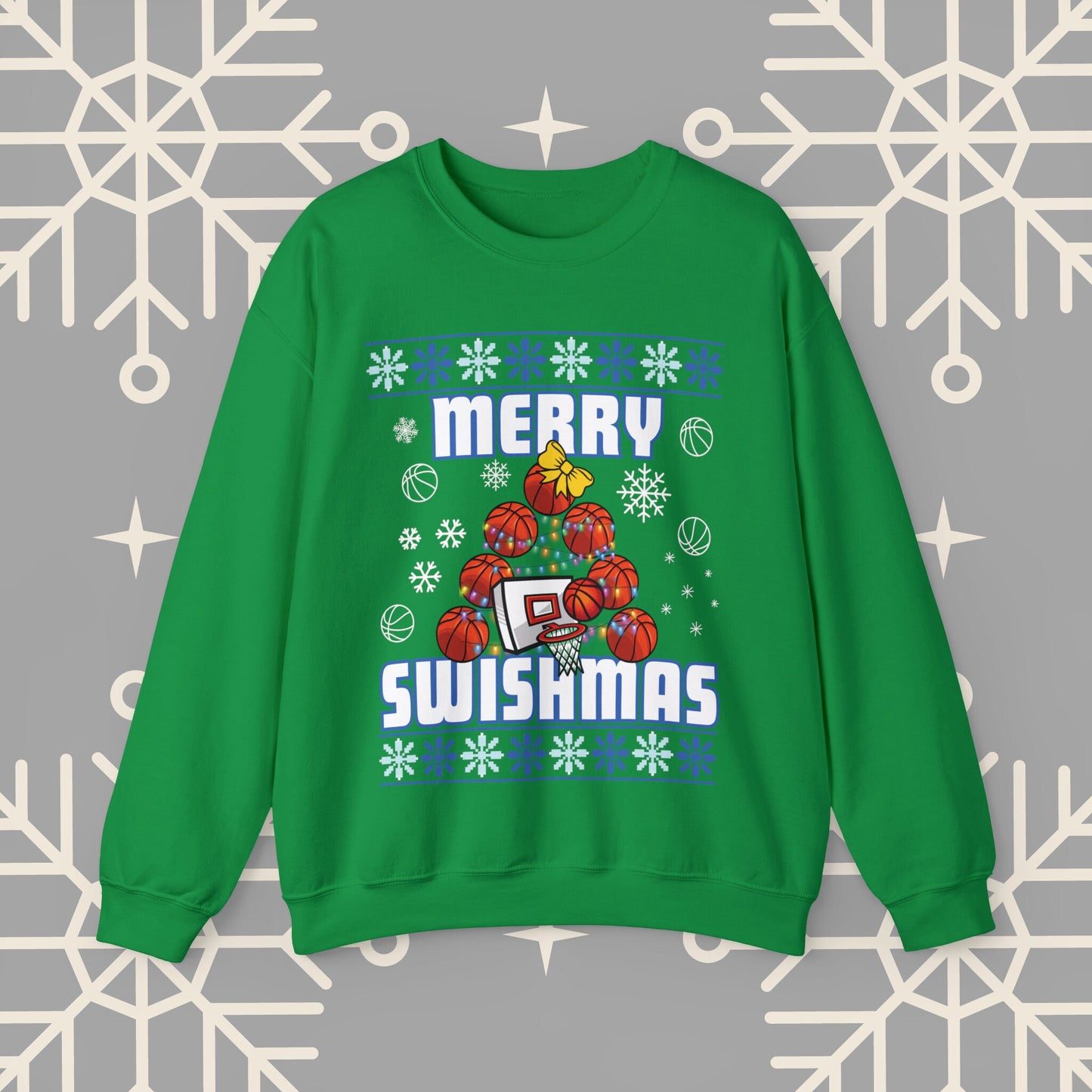 Merry Swishmas Sweatshirt, Basketball Ugly Christmas , Christmas Basketball Sweatshirt, Sports Holiday Jumper, Gifts for Men