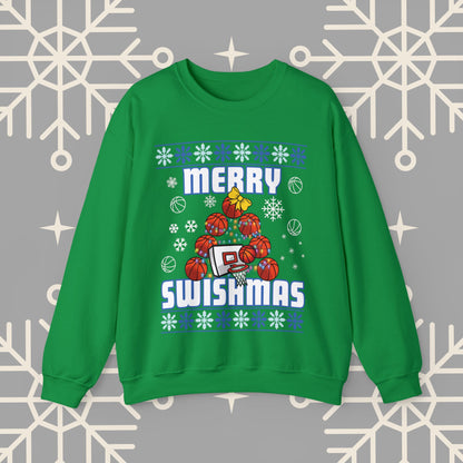 Merry Swishmas Sweatshirt, Basketball Ugly Christmas , Christmas Basketball Sweatshirt, Sports Holiday Jumper, Gifts for Men