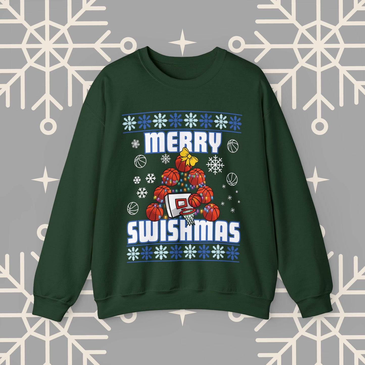 Merry Swishmas Sweatshirt, Basketball Ugly Christmas , Christmas Basketball Sweatshirt, Sports Holiday Jumper, Gifts for Men
