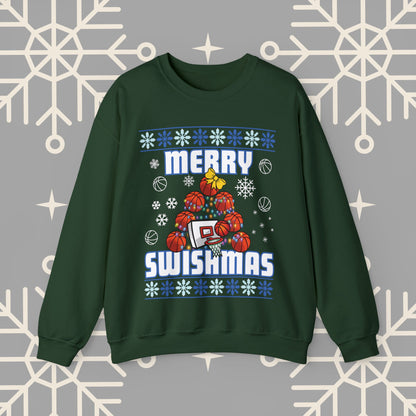 Merry Swishmas Sweatshirt, Basketball Ugly Christmas , Christmas Basketball Sweatshirt, Sports Holiday Jumper, Gifts for Men