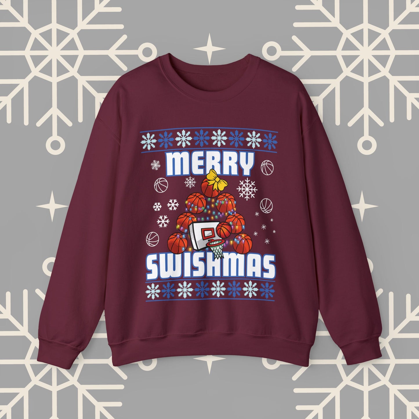 Merry Swishmas Sweatshirt, Basketball Ugly Christmas , Christmas Basketball Sweatshirt, Sports Holiday Jumper, Gifts for Men
