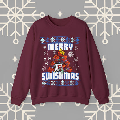 Merry Swishmas Sweatshirt, Basketball Ugly Christmas , Christmas Basketball Sweatshirt, Sports Holiday Jumper, Gifts for Men
