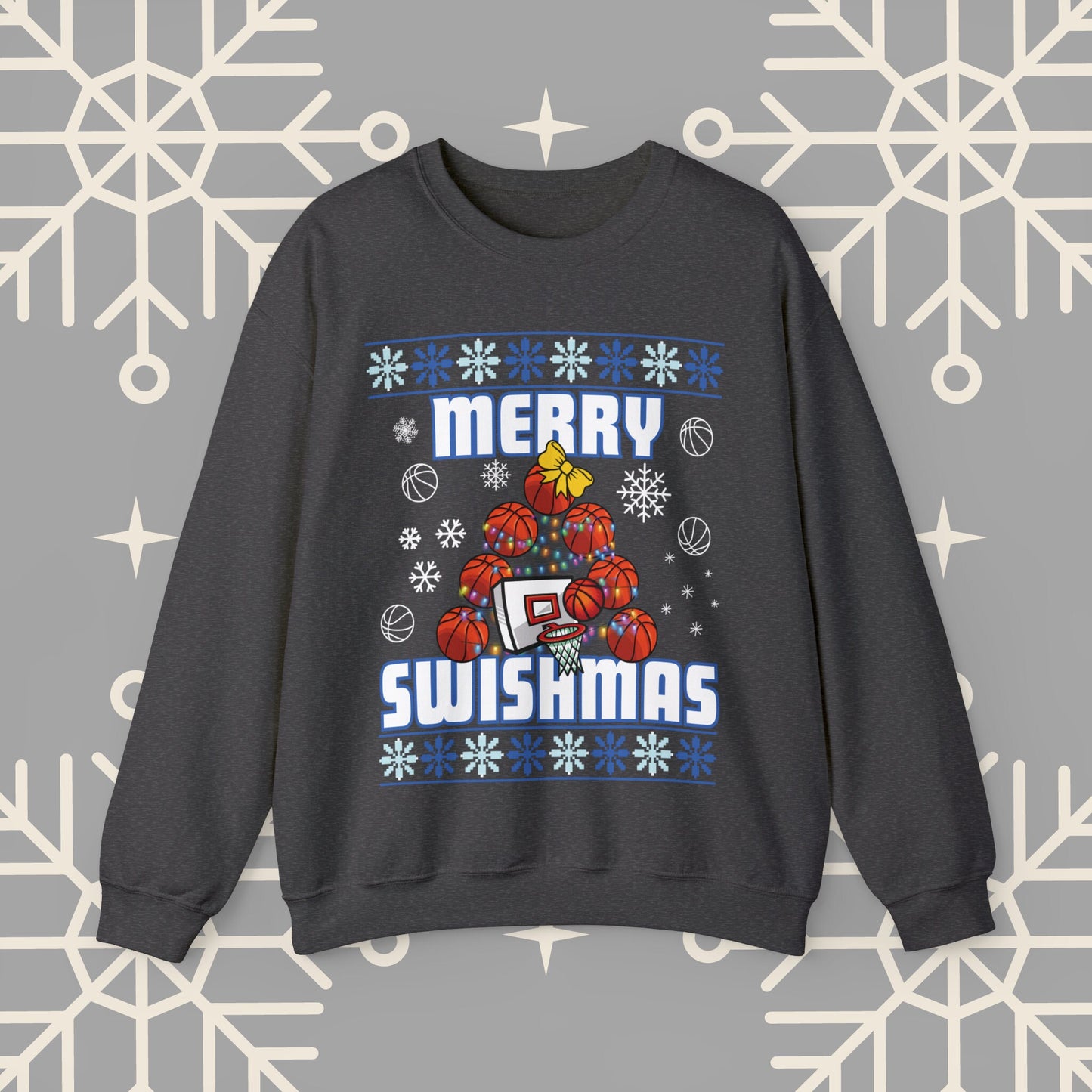 Merry Swishmas Sweatshirt, Basketball Ugly Christmas , Christmas Basketball Sweatshirt, Sports Holiday Jumper, Gifts for Men