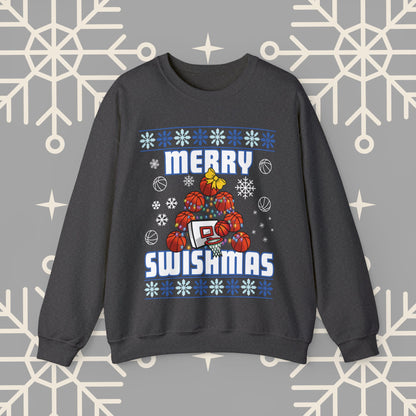 Merry Swishmas Sweatshirt, Basketball Ugly Christmas , Christmas Basketball Sweatshirt, Sports Holiday Jumper, Gifts for Men