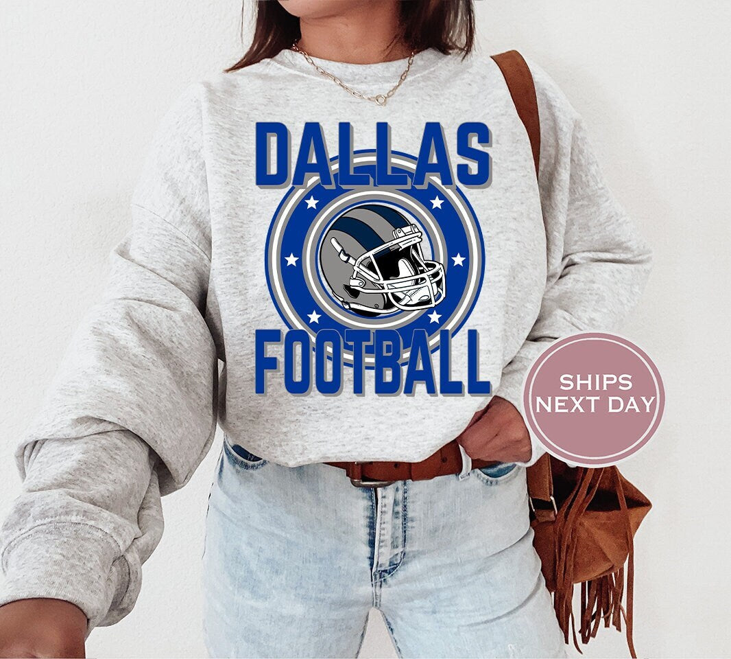 Dallas Football Sweatshirt, Vintage Dallas Crewneck, Retro Dallas Sweatshirt, Dallas Varsity Sweatshirt, Dallas Long Sleeve