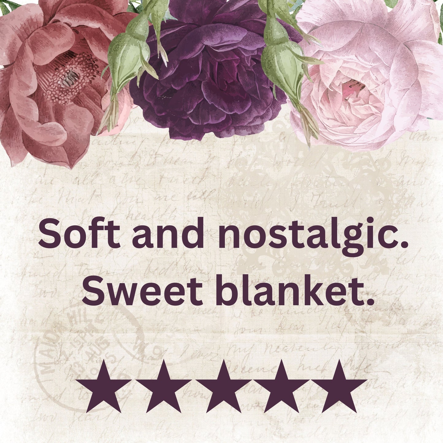 Floral Throw Blanket Purple Rose Blanket, Botanical Throw Blanket Gift for Flower Lovers, Gift for Gardener, Floral Bedding, Floral Decor