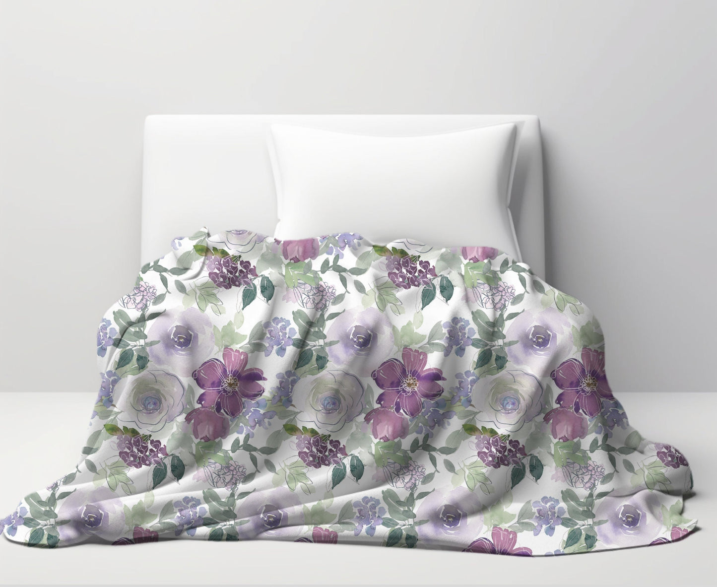 Floral Throw Blanket Purple Rose Blanket, Botanical Throw Blanket Gift for Flower Lovers, Gift for Gardener, Floral Bedding, Floral Decor