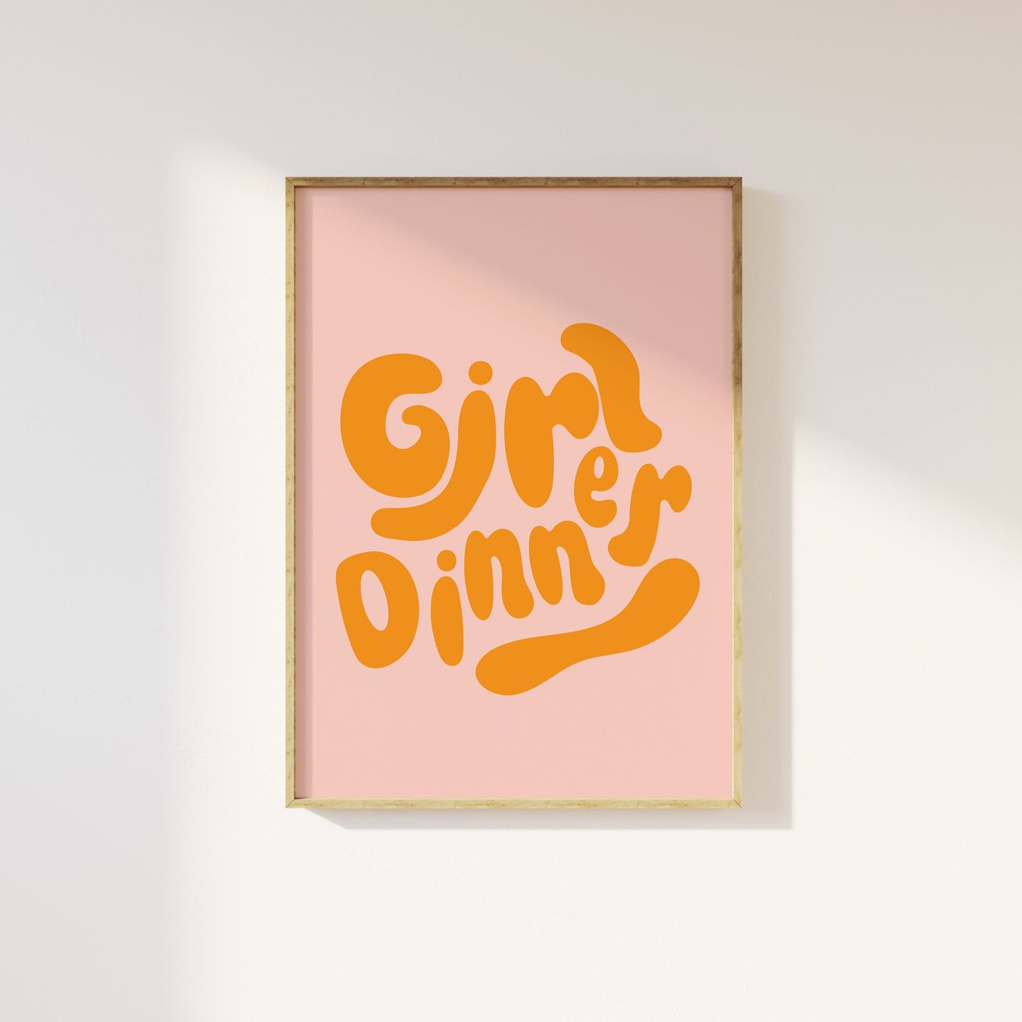 Girl Dinner Print: Retro Pink & Orange Kitchen Art