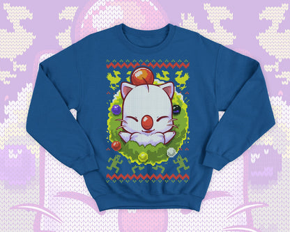 Moogle Ugly Christmas - Final fantasy cute gift - Chocobo cactuar winter sweatshirt