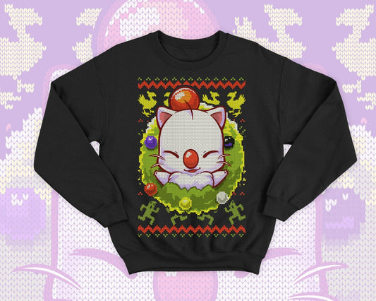 Moogle Ugly Christmas - Final fantasy cute gift - Chocobo cactuar winter sweatshirt