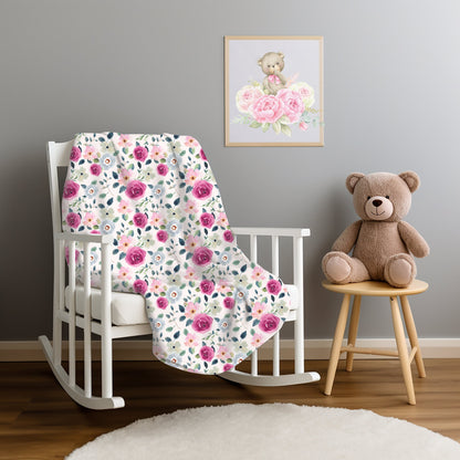 Pink Floral Throw Blanket, Pink Rose Blanket, Gift for Gardeners, Floral Home Decor, Pink Floral Bedding, Pink Flower Bedspread Botanical