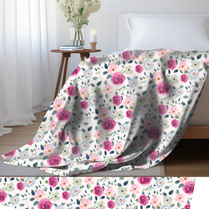 Pink Floral Throw Blanket, Pink Rose Blanket, Gift for Gardeners, Floral Home Decor, Pink Floral Bedding, Pink Flower Bedspread Botanical