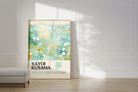 Yayoi Kusama Print - Japanese Wall Art - Home Wall Decor as Abstract Yayoi Kusama Poster - Yayoi Kusama Inspired Japanese Gallery Wall Art