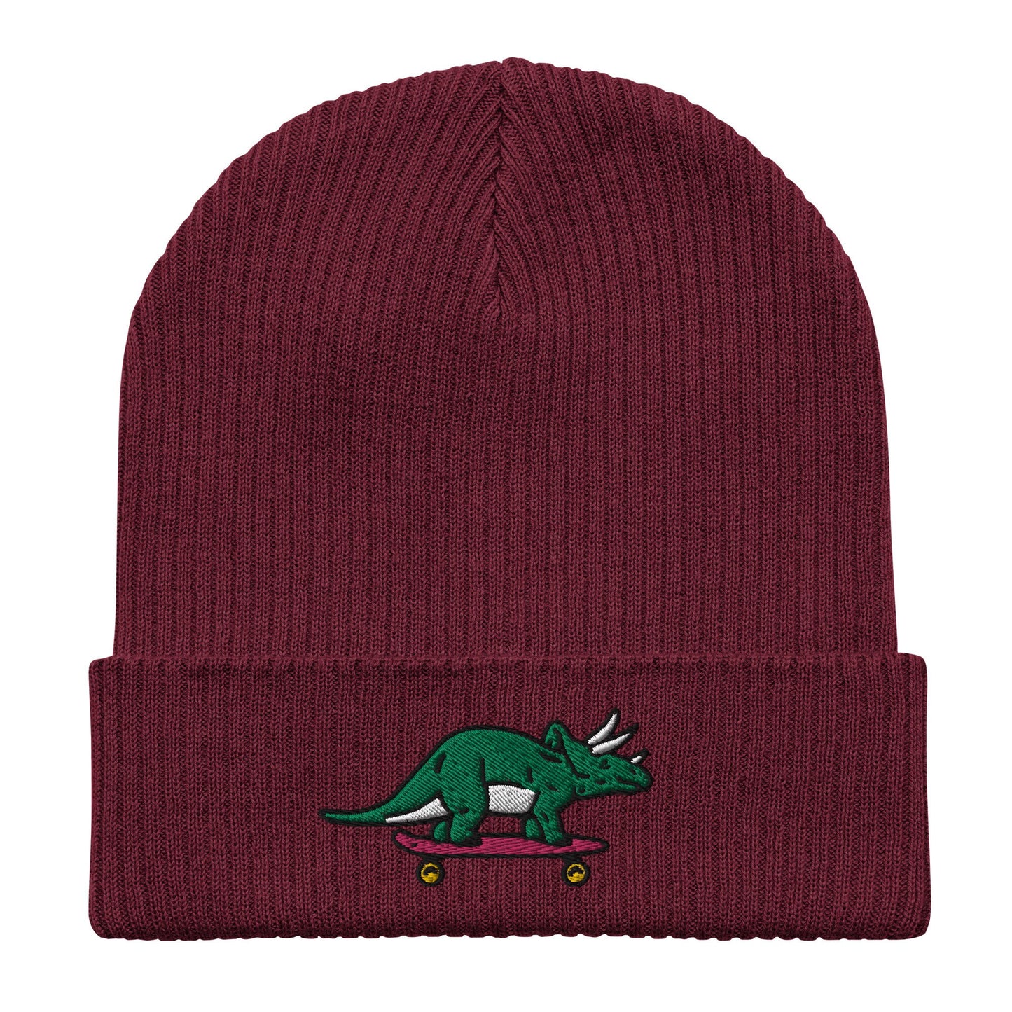 Triceratops Skateboard, Dinosaur Embroidered Beanie, Funny Beanie, Unique Streetwear, Y2K Beanie, Skater Hat, Dinosaur Lover, 90’s Fashion