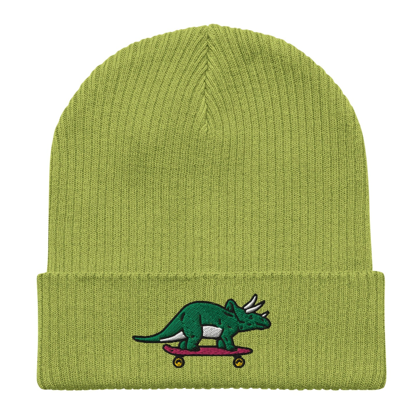 Triceratops Skateboard, Dinosaur Embroidered Beanie, Funny Beanie, Unique Streetwear, Y2K Beanie, Skater Hat, Dinosaur Lover, 90’s Fashion