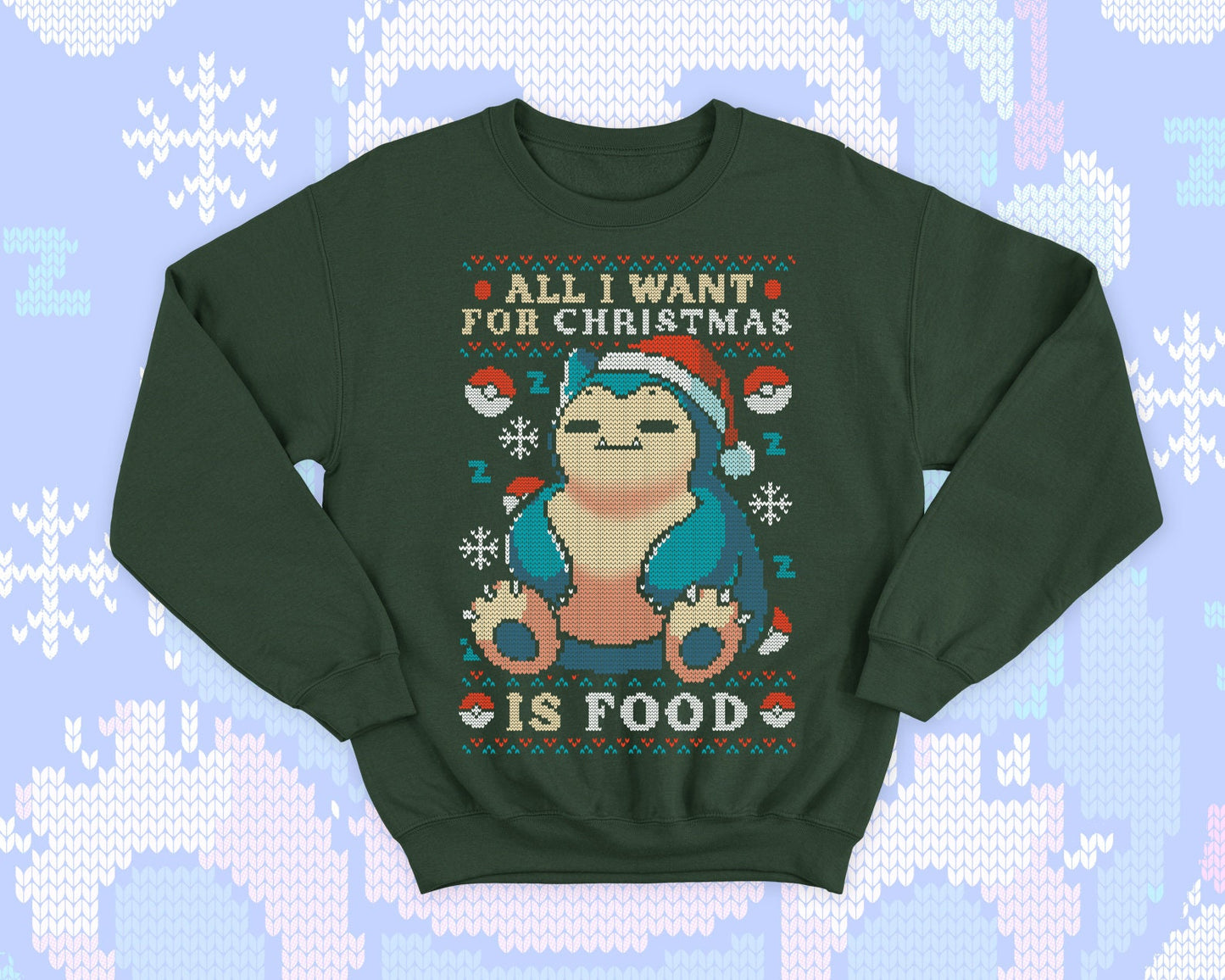 Cute gamer Ugly Christmas - Hungry and Kawaii sweatshirt gift - video game monster - All I want for Christmas is Food - Eat Sleep