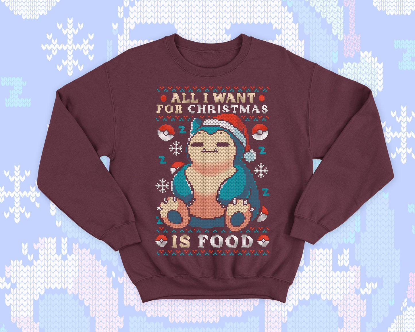 Cute gamer Ugly Christmas - Hungry and Kawaii sweatshirt gift - video game monster - All I want for Christmas is Food - Eat Sleep