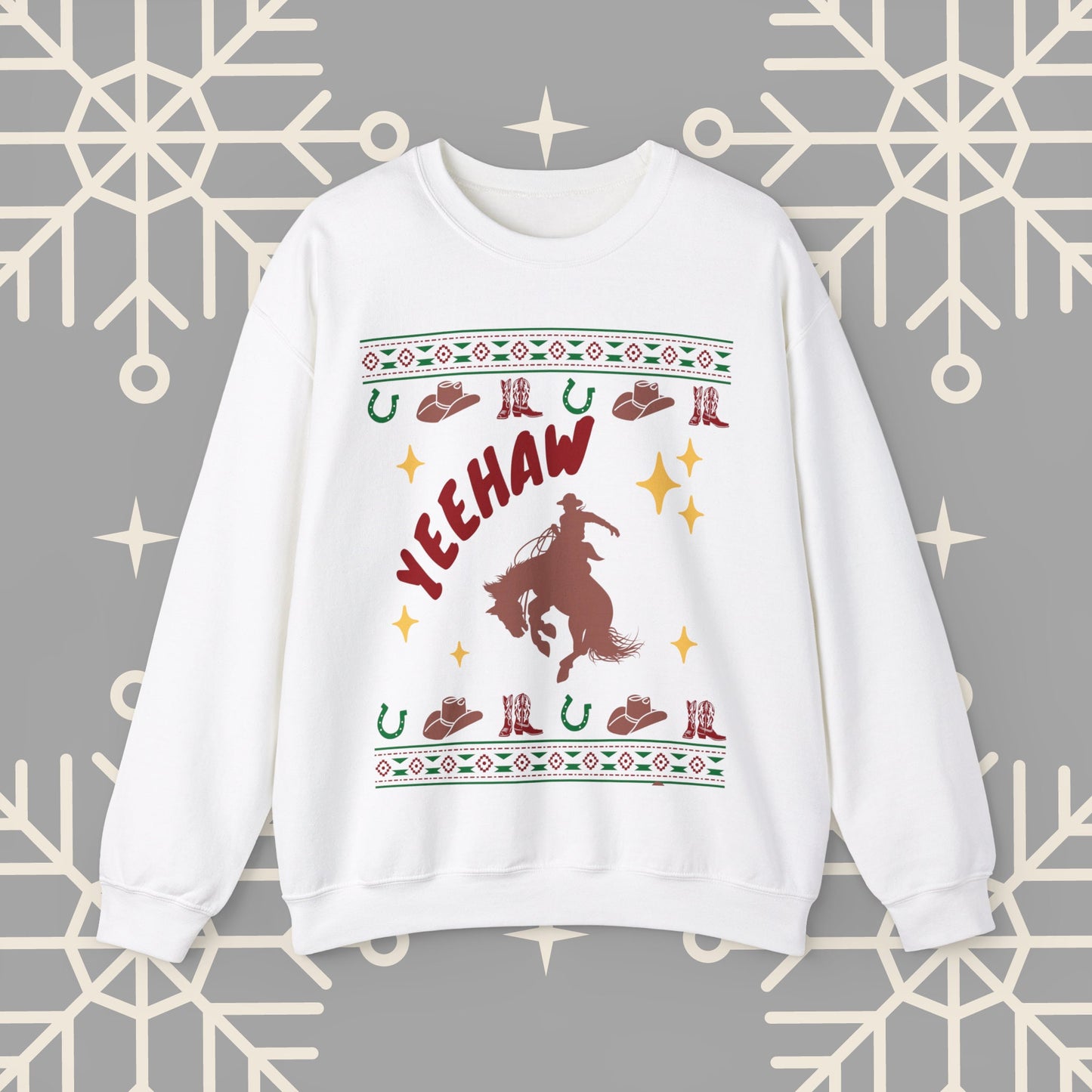 Cowboy Christmas Sweatshirt, Horse Riding Ugly Christmas , Yeehaw Funny Holiday Crewneck Jumper, Cowboy Gifts