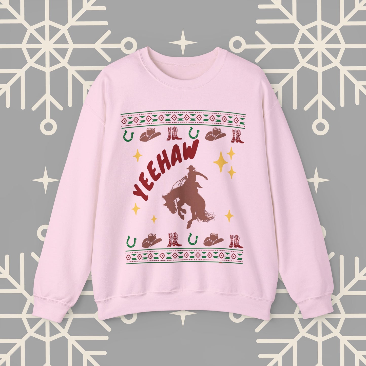 Cowboy Christmas Sweatshirt, Horse Riding Ugly Christmas , Yeehaw Funny Holiday Crewneck Jumper, Cowboy Gifts