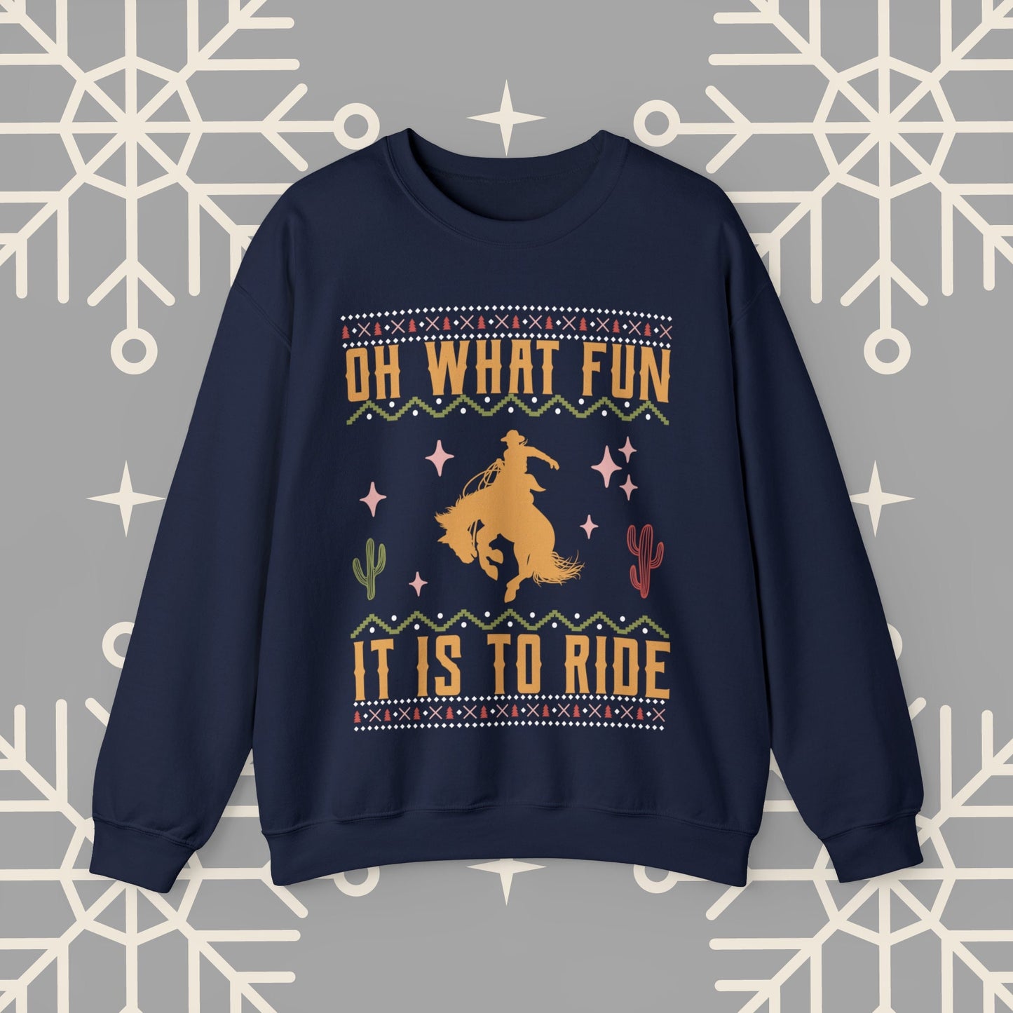 Oh What Fun It Is To Ride Cowboy Christmas Sweatshirt, Western Christmas Crewneck, Cowgirl Shirt, Horse Riding , Rodeo Xmas