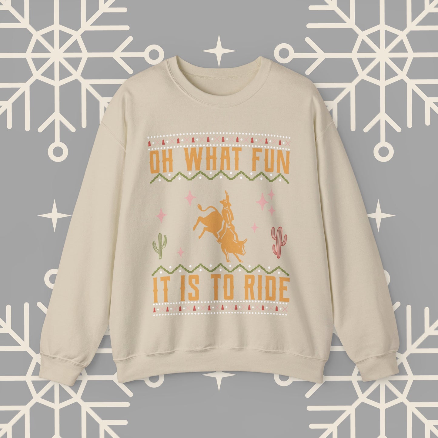 Cowboy Christmas Sweatshirt, Oh What Fun It Is To Ride, Bull Riding , Funny Christmas Jumper, Rodeo Holiday Party Shirt