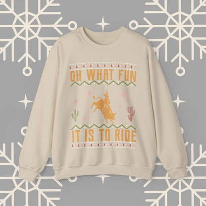 Cowboy Christmas Sweatshirt, Oh What Fun It Is To Ride, Bull Riding , Funny Christmas Jumper, Rodeo Holiday Party Shirt