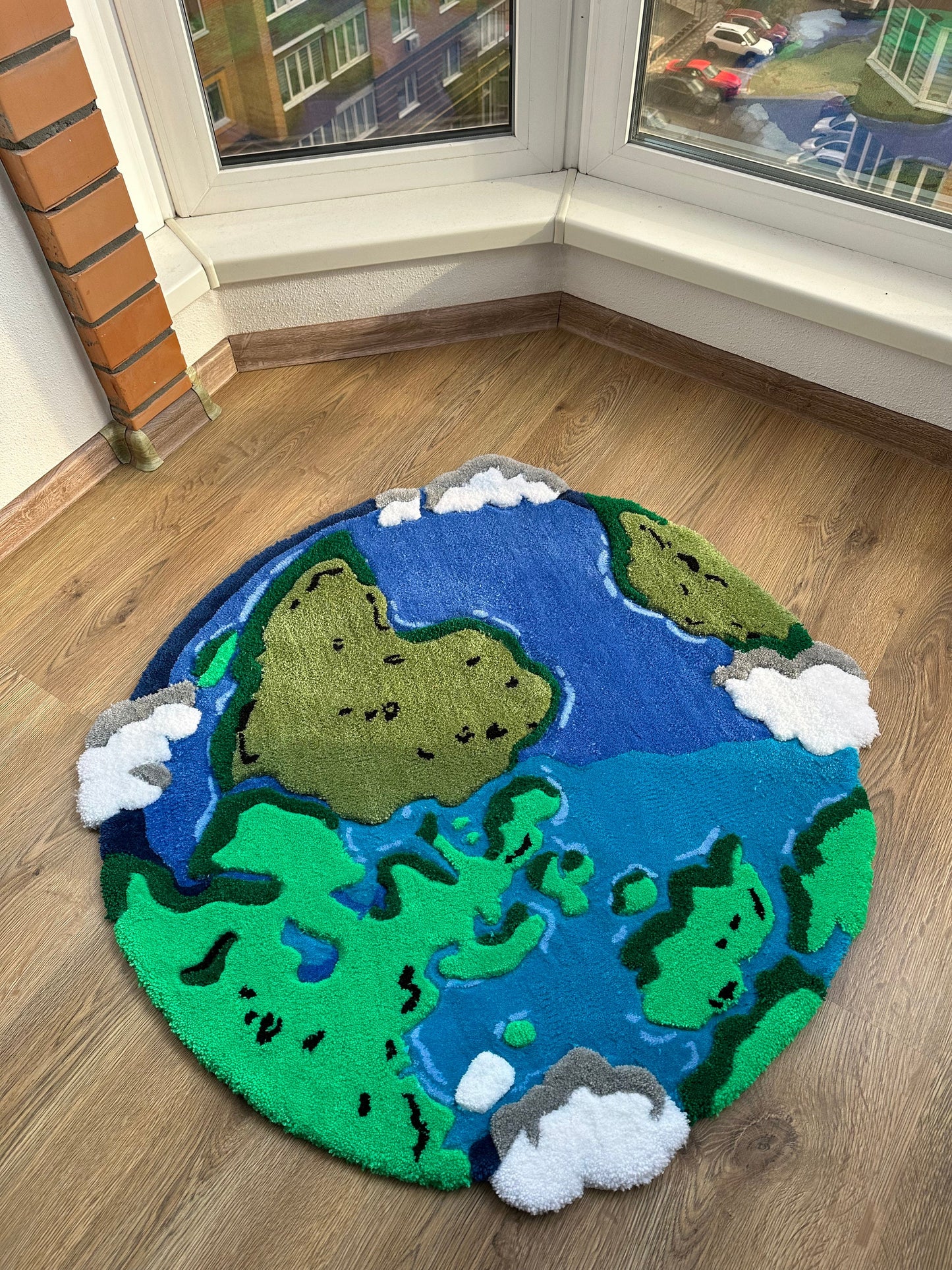 ready to ship! Planet Earth Handmade Tufting Rug