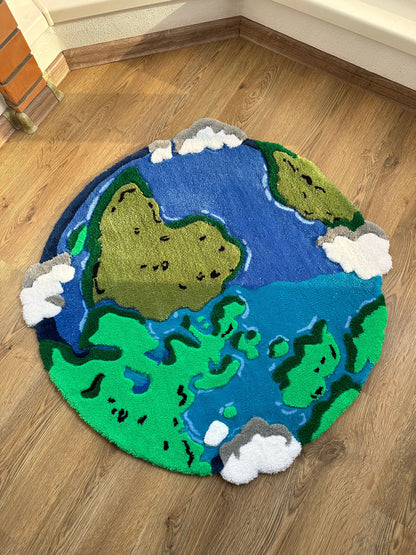 ready to ship! Planet Earth Handmade Tufting Rug