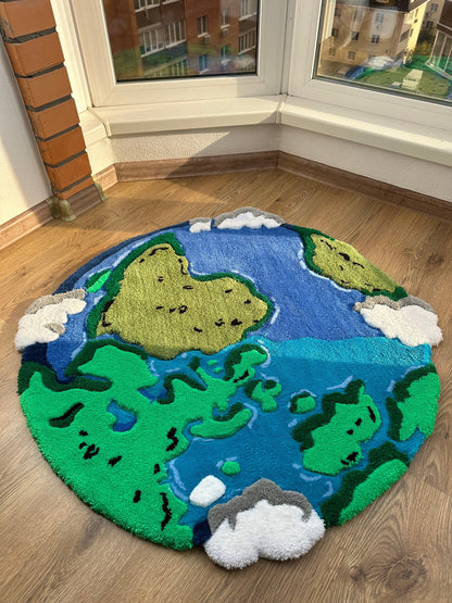 ready to ship! Planet Earth Handmade Tufting Rug