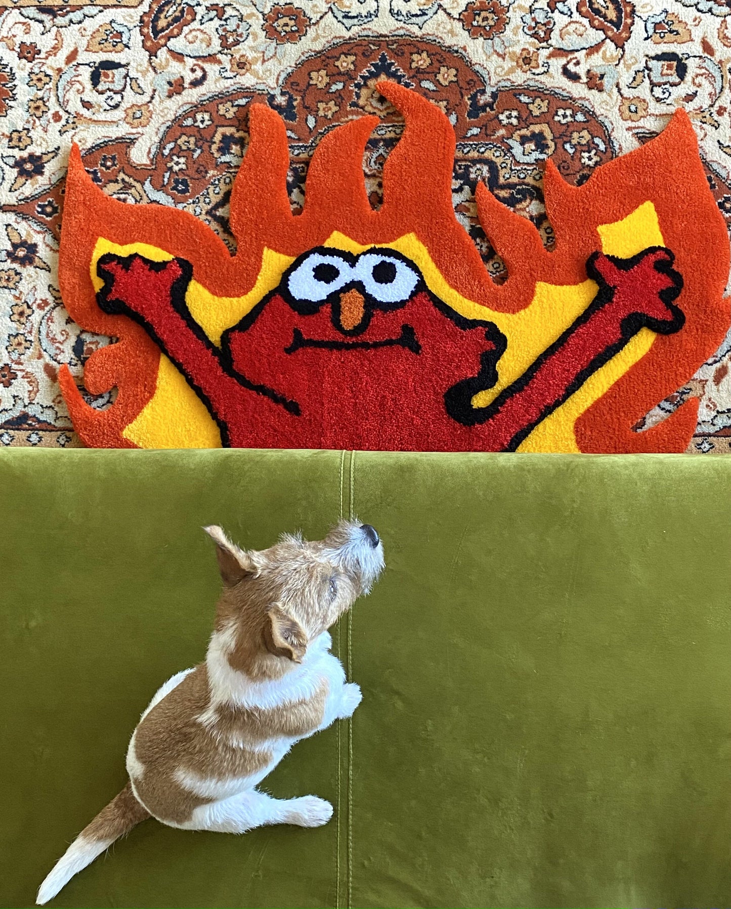 Tufted Fire 3D Rug, Custom tufted fire rug, Funny meme carpet