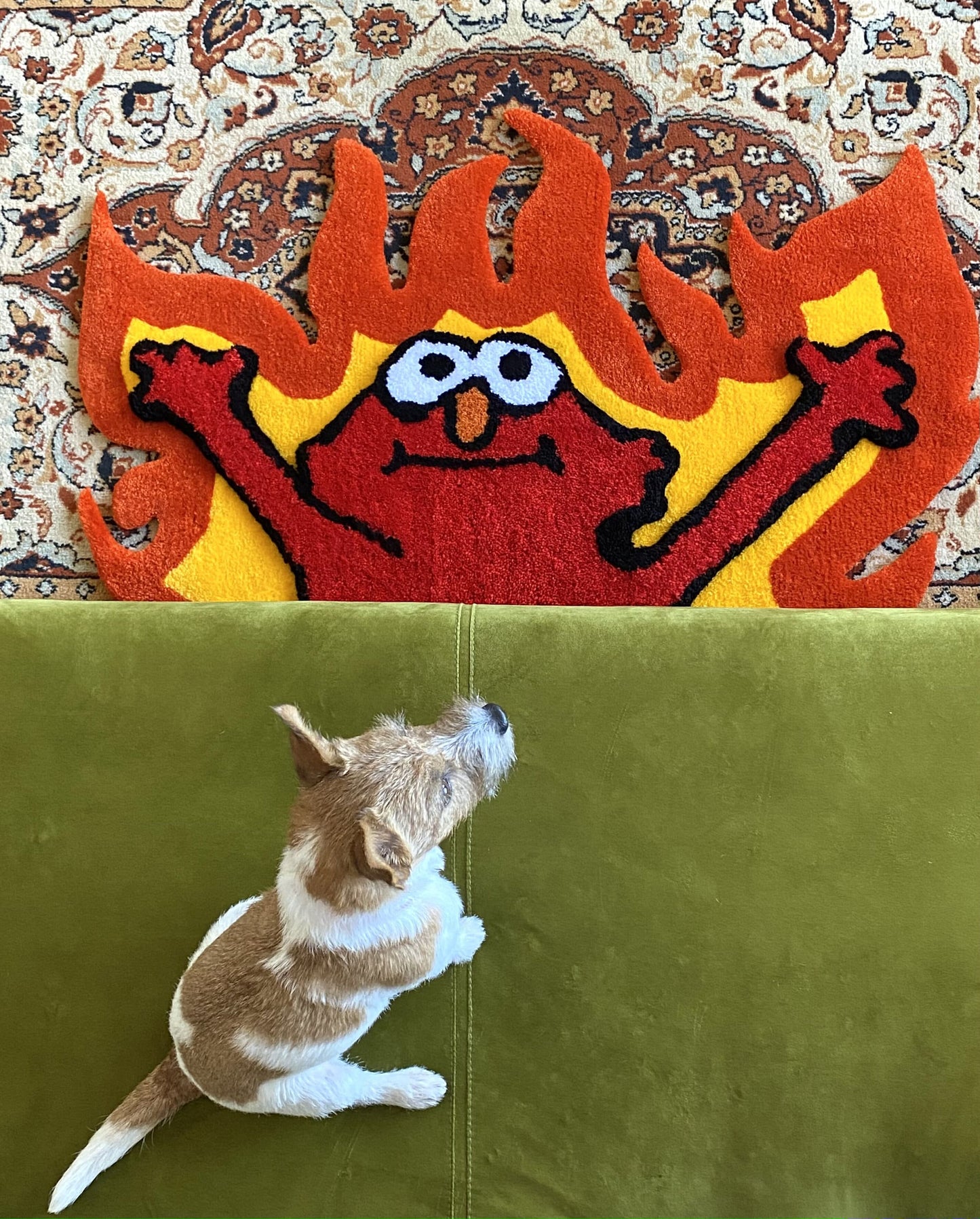 Tufted Fire 3D Rug, Custom tufted fire rug, Funny meme carpet