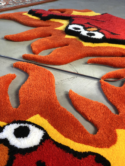 Tufted Fire 3D Rug, Custom tufted fire rug, Funny meme carpet