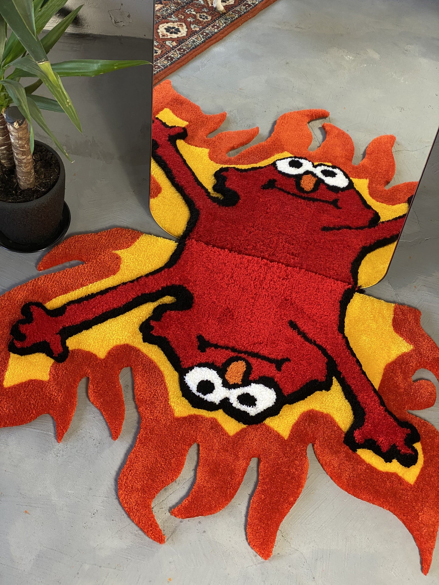 Tufted Fire 3D Rug, Custom tufted fire rug, Funny meme carpet
