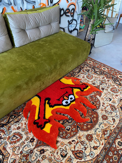 Tufted Fire 3D Rug, Custom tufted fire rug, Funny meme carpet