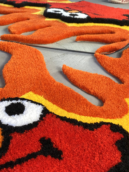 Tufted Fire 3D Rug, Custom tufted fire rug, Funny meme carpet