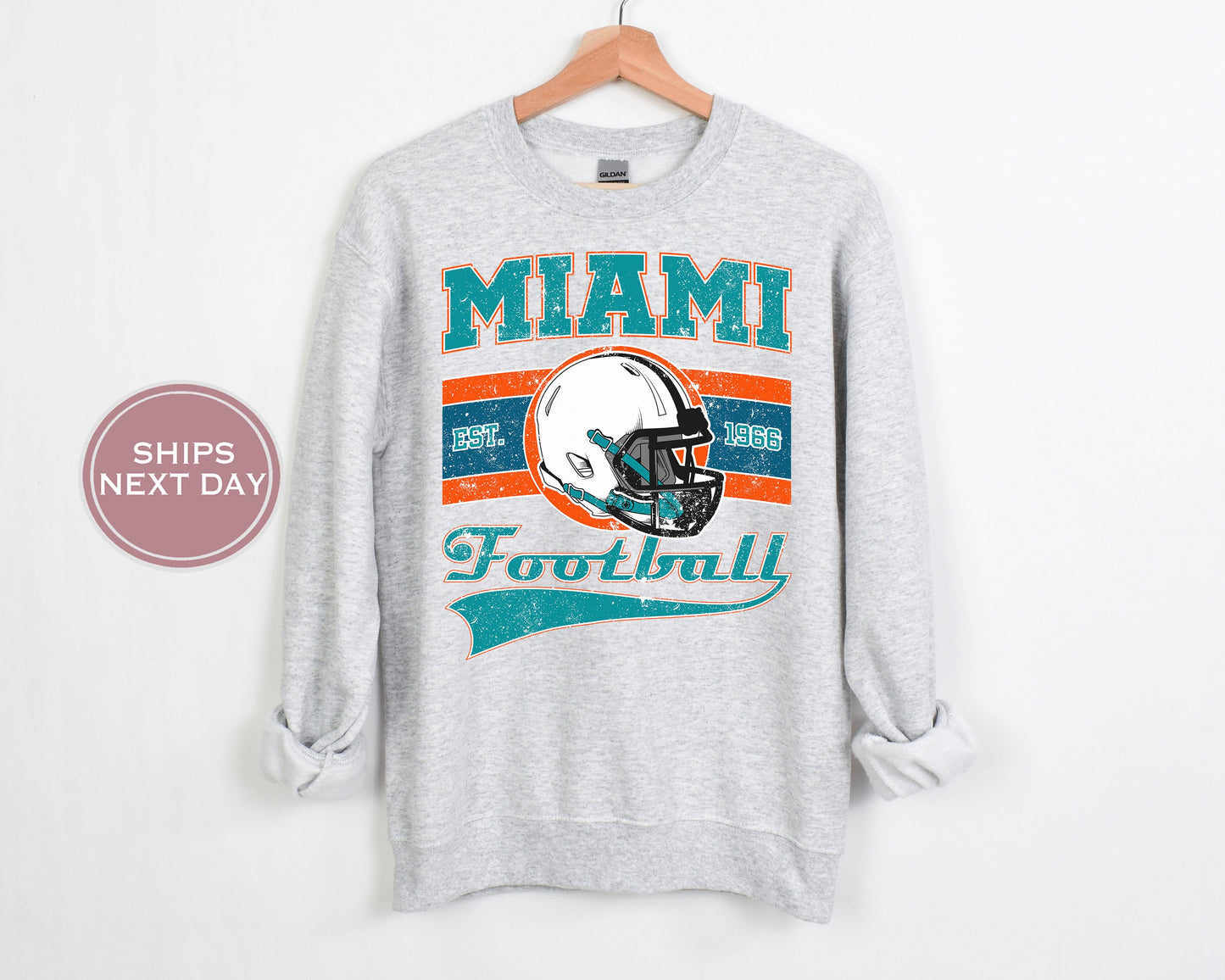 Miami Football Sweatshirt, Vintage Miami Crewneck, Retro Miami Sweatshirt, Miami Varsity Sweatshirt, Miami Long Sleeve